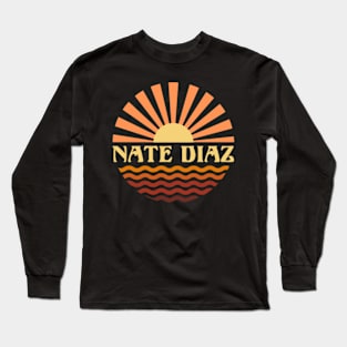 Personalized Name Nate Vintage Styles Camping 70s 80s 90s Long Sleeve T-Shirt